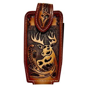 Western Leather cellphone holster , Funda de piel Funda De Venado vaquera Brown